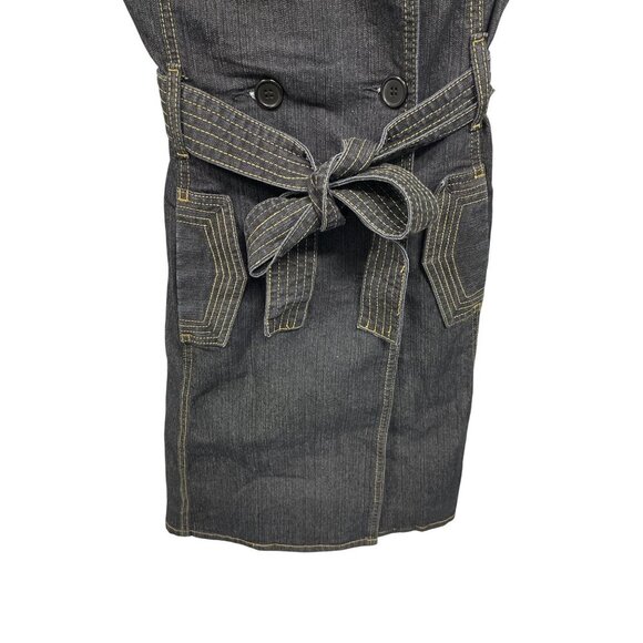 Drama Gold Denim Double-Breasted Button-Down Dress Belted Waist Size 9/10 - Picture 4 of 6